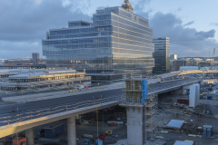 Solnedgång över Hisingsbron och Platinan.