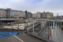 Här pågår arbeten med den planskilda korsningen mot Östra Hamngatan. Är det rälsen som byggs?