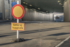 Den här tunneln strax vid Falutorget var inte öppnad den 16 mars.