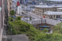 En vy från Kvarnberget mot Operan, där Västlänken byggs.