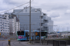 Bussen kör upp på Götaövbron från Nordstan.