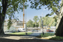 En vy från Hagakyrkan mot Haga Västlänken.
