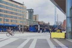 På Stenpiren samsas cyklisterna med kollektivtrafikresenärerna