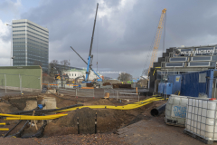 I slutet av Nils Ericsonterminalen pågår arbeten med terminalen Västlänken  Centralstationen.
