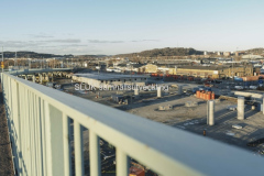 Här syns arbeten med Hisingsbron på Hisingssidan