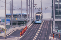 Spårvagnarna kör också mot Östra Hamngatan.