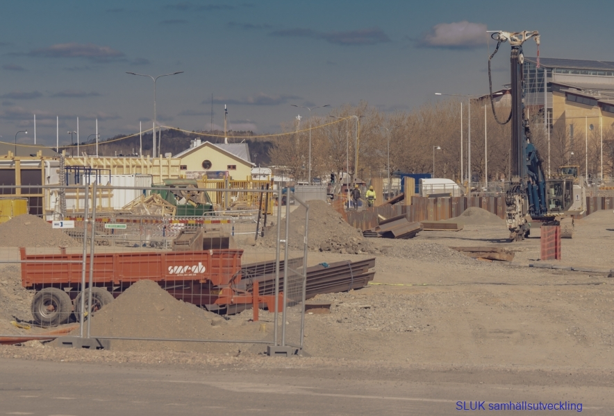 en närbild på Packhusplatsens arbetsområde