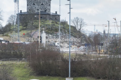 Här är Skansen Lejonet.På bilden syns påbörjade arbetena i berggrunden under Skansen Lejonet.