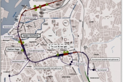 Karta från Järnvägsutredningen, Västlänken. Västlänken passerar genom 2km tunnel i Göteborg.