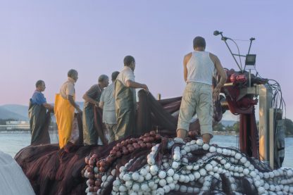 Fishermen haul in nets